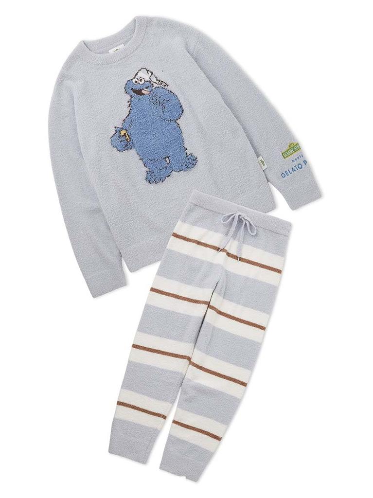 Gelato Pique Sesame Street Motif JQD Pullover Long Pants Set Blue & (PWNT245058) Women's