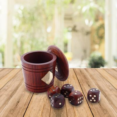 Shriji Crafts Wooden 5 Dice Game Set with Storage Box