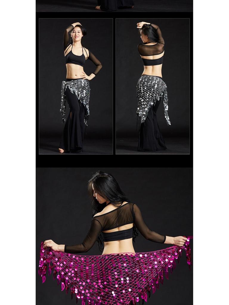 Lanț de talie sirenă eșarfă de șold cu paiete și ciucuri de chimvale