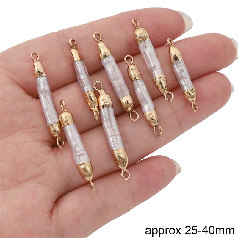 Natural Freshwater Pearls Irregular Gold Edging Double Hanging Pendants For DIY Necklace Bracelet Earrings Jewelry Making