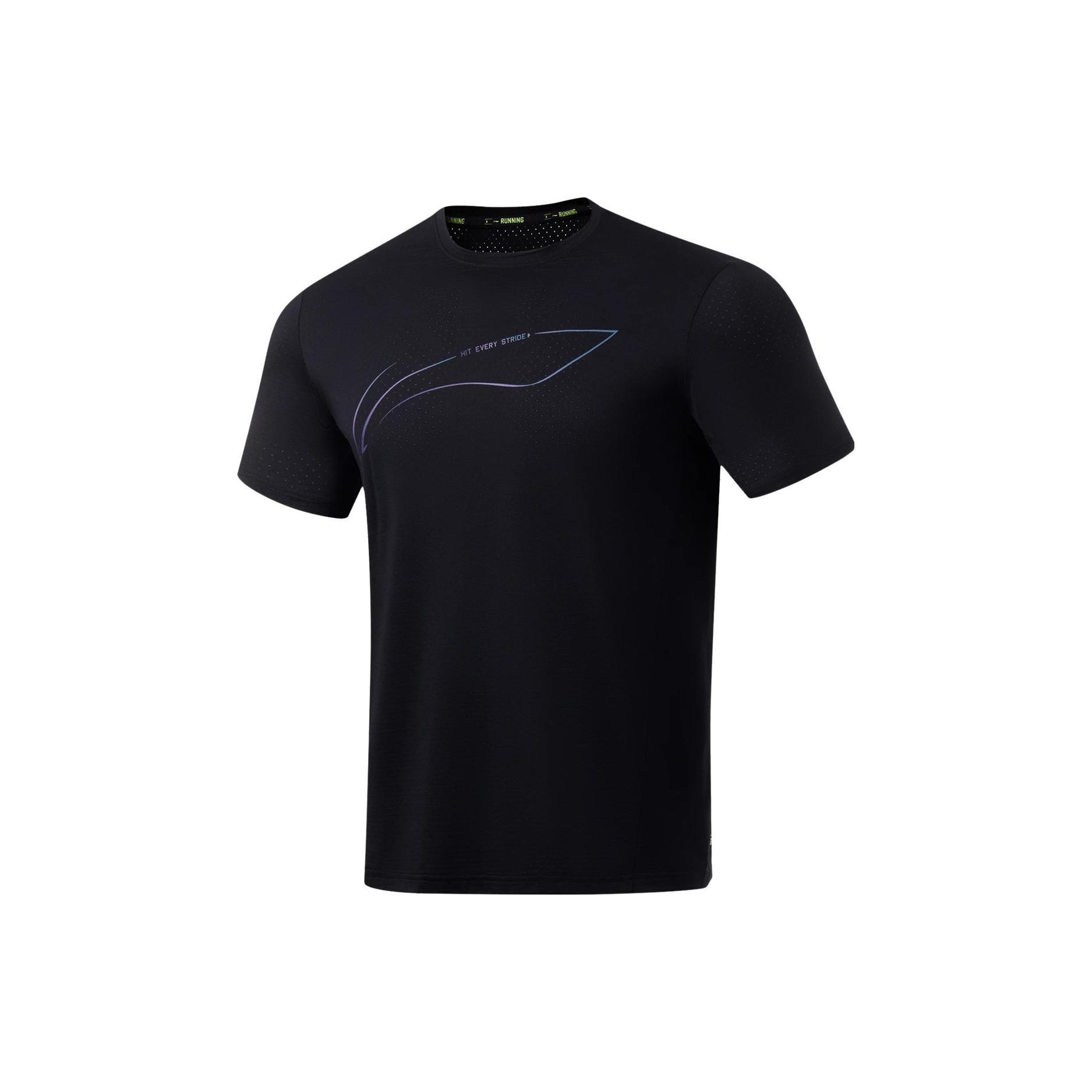 Li-Ning Logo Running T-shirt Black Men s ATST073-1 M