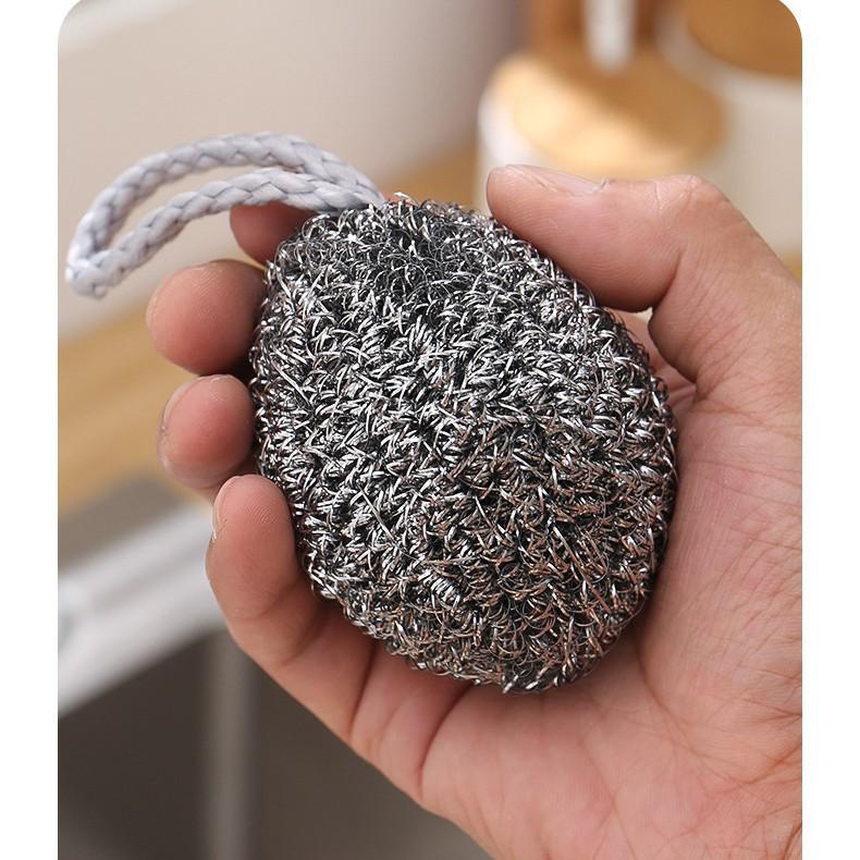 Long-Handled Steel Wire Scrubber Brush for Dishwashing and Kitchen Cleaning
