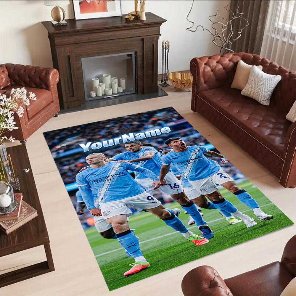 Manchester City Customize Your Name Floor Mat Design for Bedrooms Game Room Dormitory Foyer Antislip Carpet Decorate Offices Wedding Party Gift