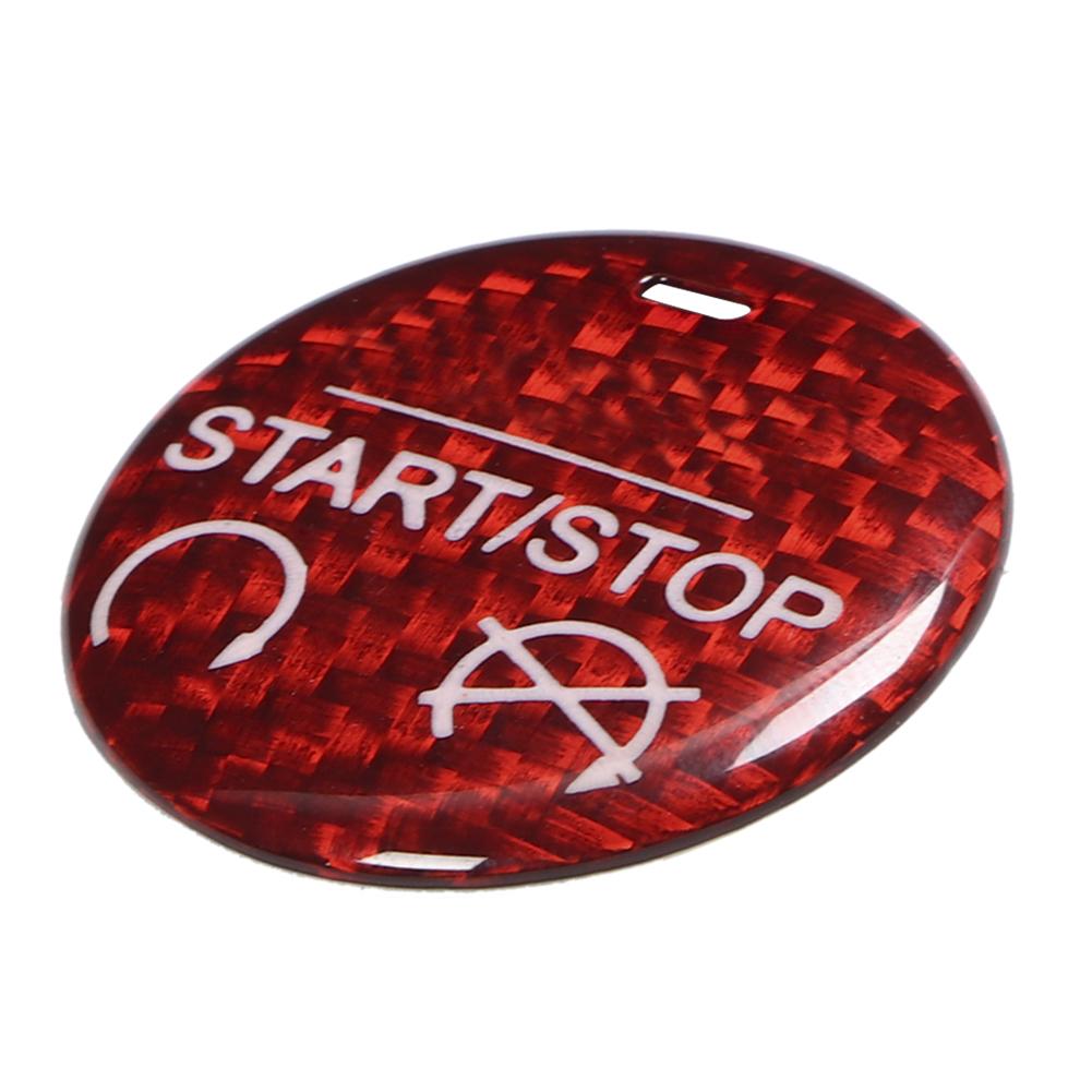 Red Carbon Fiber Engine Start Stop Button Cover Trim Decor Fit for Ford Mustang GT 15 19