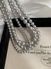 925 Silver Bright Round Gray Pearl Necklace for Women, Same Style As Celebrities, 2026 Trending Light Luxury Niche Design Choker