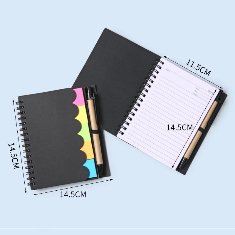 Creative Loose-Leaf Notebook with Cross-Border Wave Pattern and Colored Pen Design чёрный