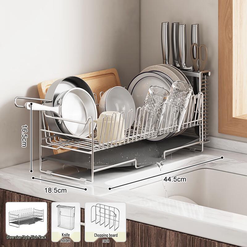 Kitchen Dish Drying Rack with Cutlery Holders
