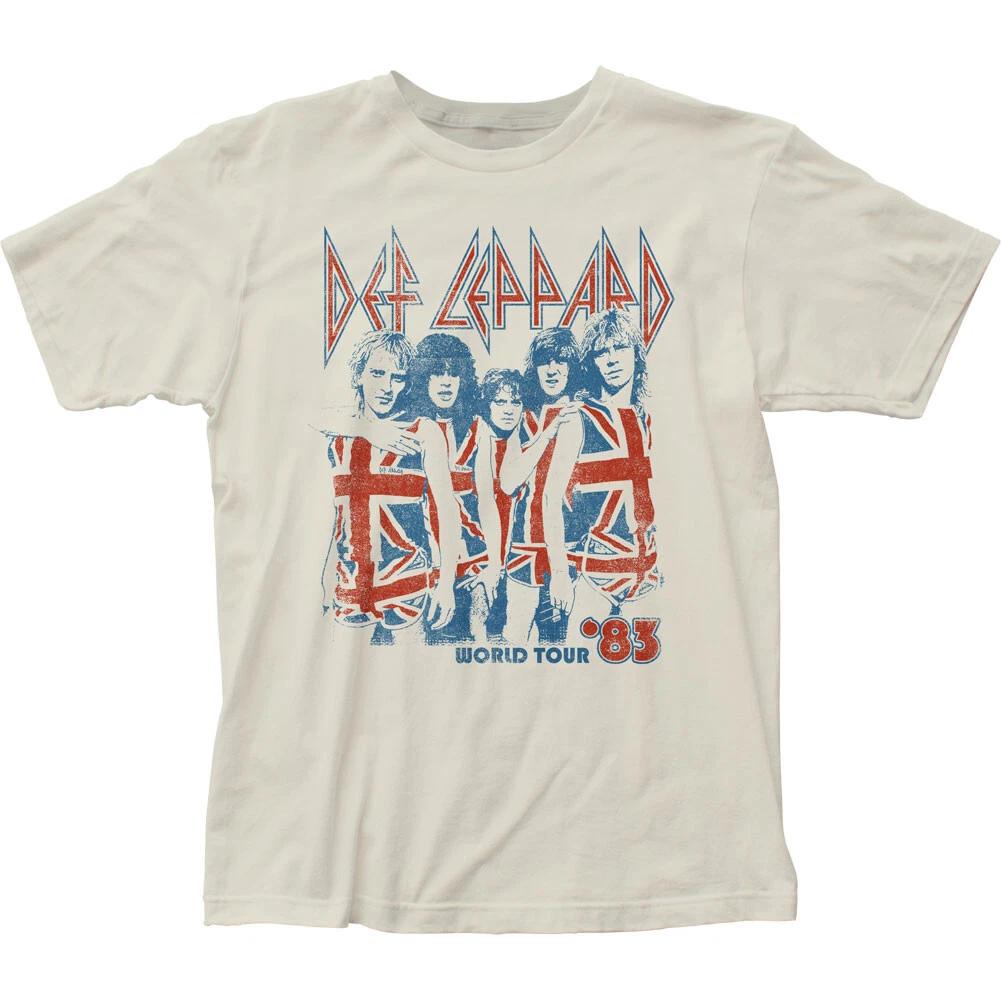 

Def Leppard World Tour 83 T Mens T Shirt Rock and Roll Music Tee Vintage White XL
