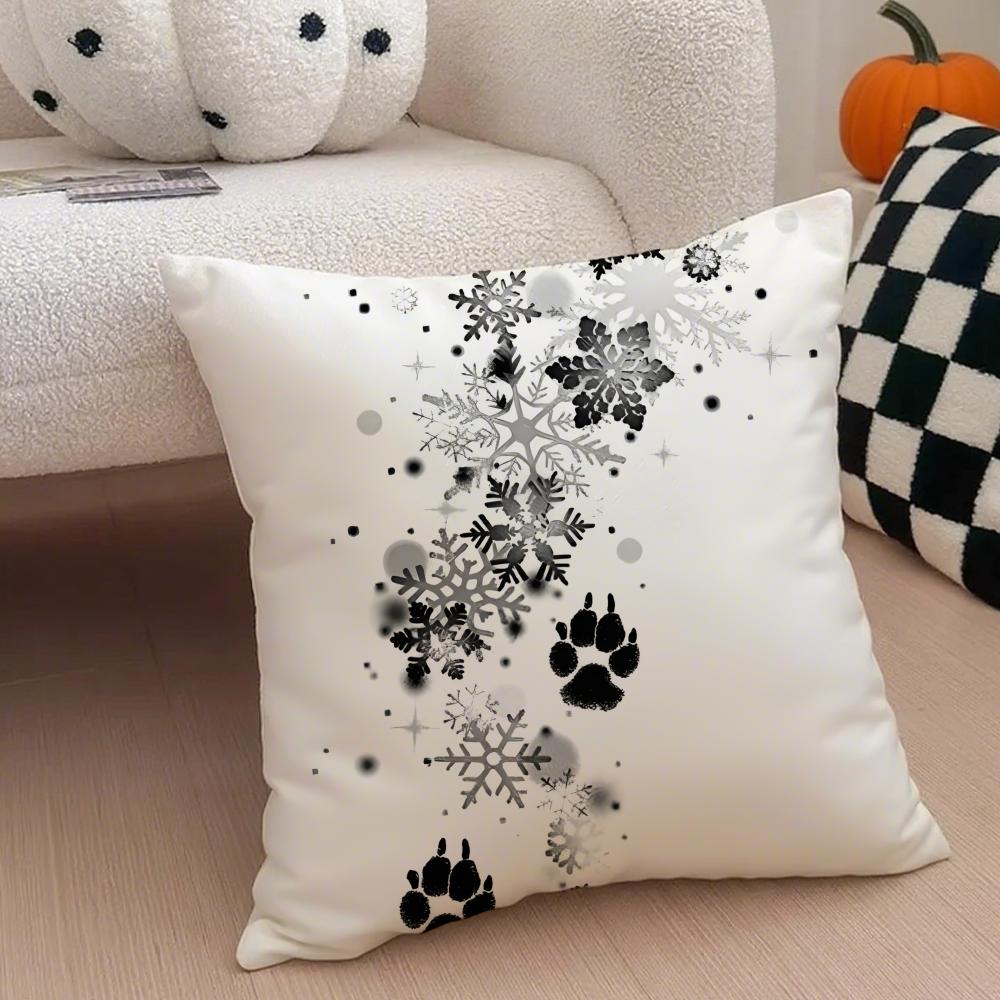 KKitty leopard print snowflakes Cushion Cover Throw Pillow Cover Hidden Button Durable Polyester Chair Cushion