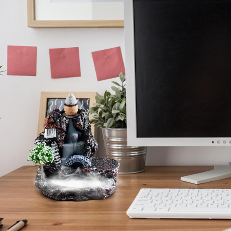 Backflow Incense Burner - Ceramic Backflow Incense Holder Handcrafted Resin Censer Stand Waterfall Incense Burner Home Decor CN