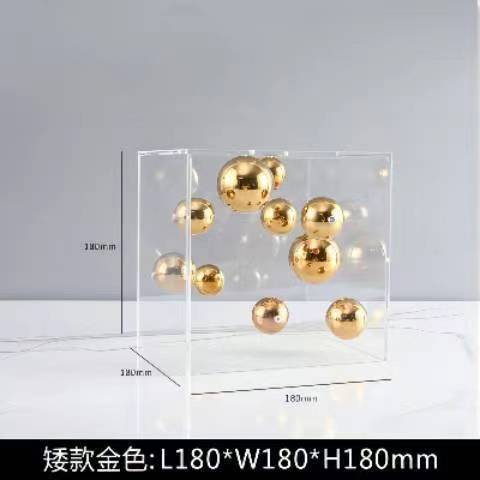 European-style Square Acrylic Cover Ball Ornaments Living Room Porch TV Cabinet Model Room Home High-end Decorations Modern