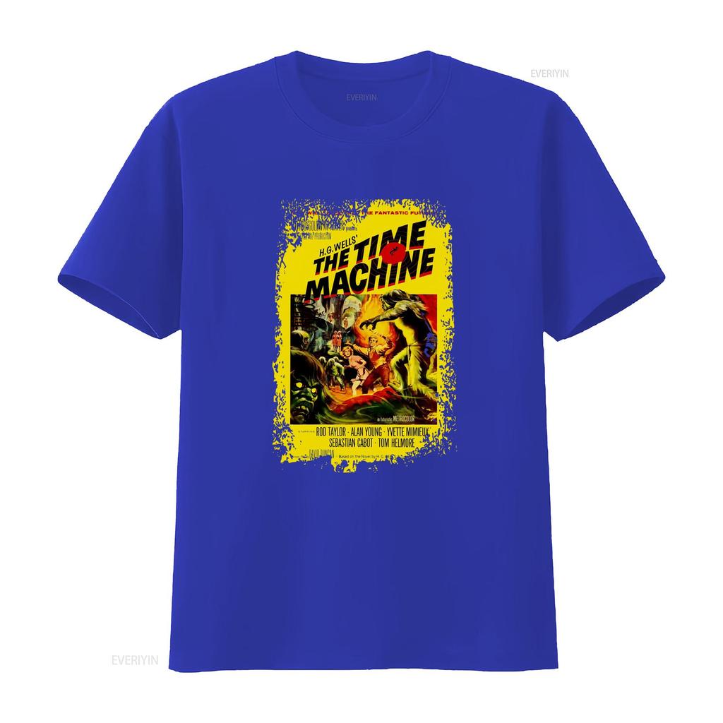 1960 The Time Machine Movie Poster Inspired Black T Shirt Retro Sci Fi Design vintage Washed Soft Unisex Top For Everyday Wear