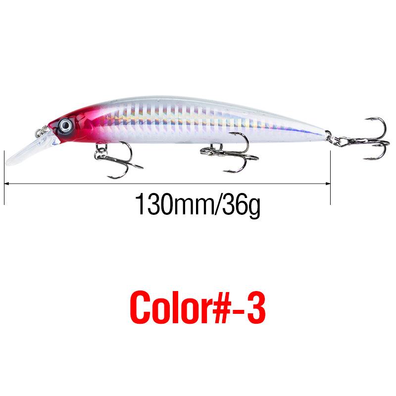 1Pc 130Mm/36G Simulation Minnow Fishing Lure Laser Engraving Long Casting Hard Lure With 3 Treble Hooks Wobble Fishing Tackles