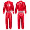 Kids Girls Shiny Metallic Dance Performance Costume Hip Hop Street Dance Dancewear Workout Tracksuit