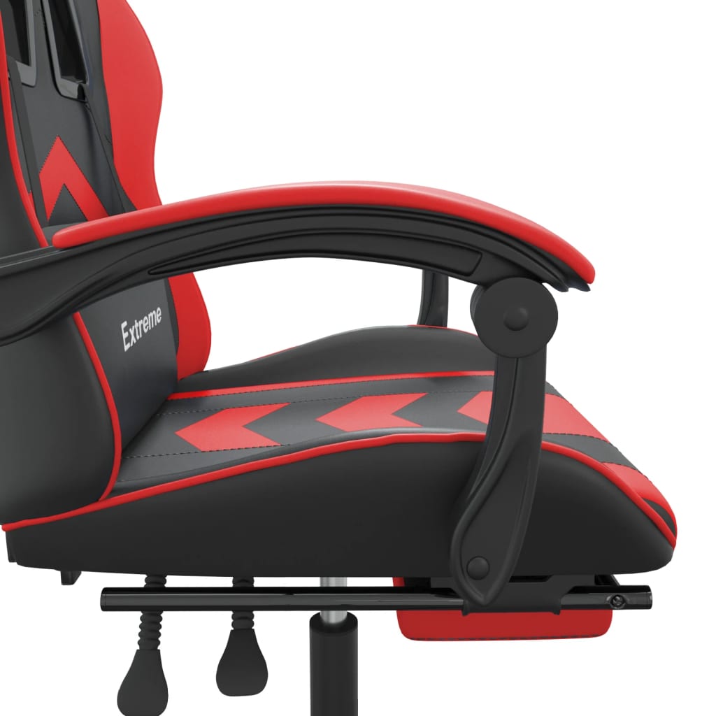 Gaming Chair with Footrest Black and Red PU Leather