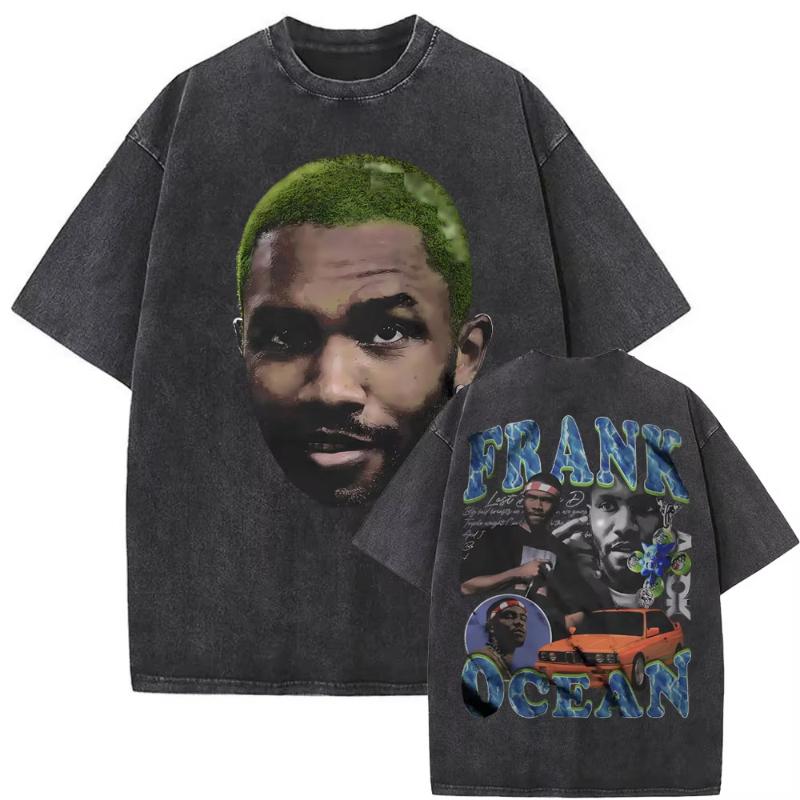 Washed Vintage Rapper Frank Oversized Tshirt Blond Graphic Tshirts Unisex Women Ocean Hip Hop T Shirt Unisexs Fashion Casual Tees