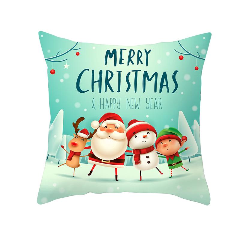 Weihnachtsmann Schneemann Elch Kissenbezug Festlich Zuhause Sofa Kissen Kissenbezug