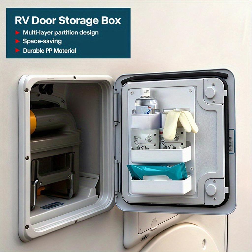 Waterproof RV Door Organizer Box Multi-Compartment Storage  Space Saving for Motorhome Boat Trailer, Toiletries Travel Road Trip