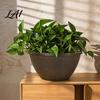 Breathable Garden Pot with Drainage Resin Flower Planters Vintage Plant Hole & Saucer Lightweight Durable Imitation Stone for Indoor Outdoor Retro