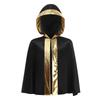 Kids Boys Girls Boxing Costume Halloween Cosplay Cloak Open Front Metallic Trim Letter Printed Back Hooded Boxer Robe