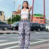 Elephant Pants Women Men Unisex Premium Japanese Silk Print Thailand Casual Streetwear Beach  Bohemian Retro Vintage Adjustable Rope Loose Legs