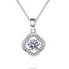 D Color 100% Sterling Silver Clover Pendant Necklace 0.5ct Lab Moissanite Necklace Hollow Flower Diamond Necklace For Women Girls Gift