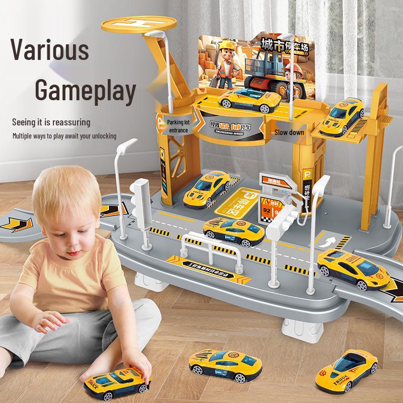 Multifunctional Police Building Blocks Set with Vehicle Launcher and Urban Rail Parking Garage