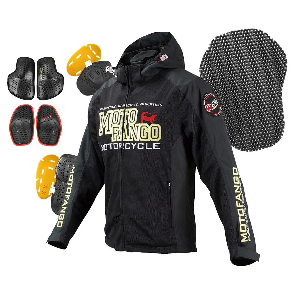 KOMINE Motorcycle Jacket Half Mesh Parka L 1174 For and Autumn Mesh Material CE Standard Level 2 CE Standard Protector Black/Red MJ-004 Spring,