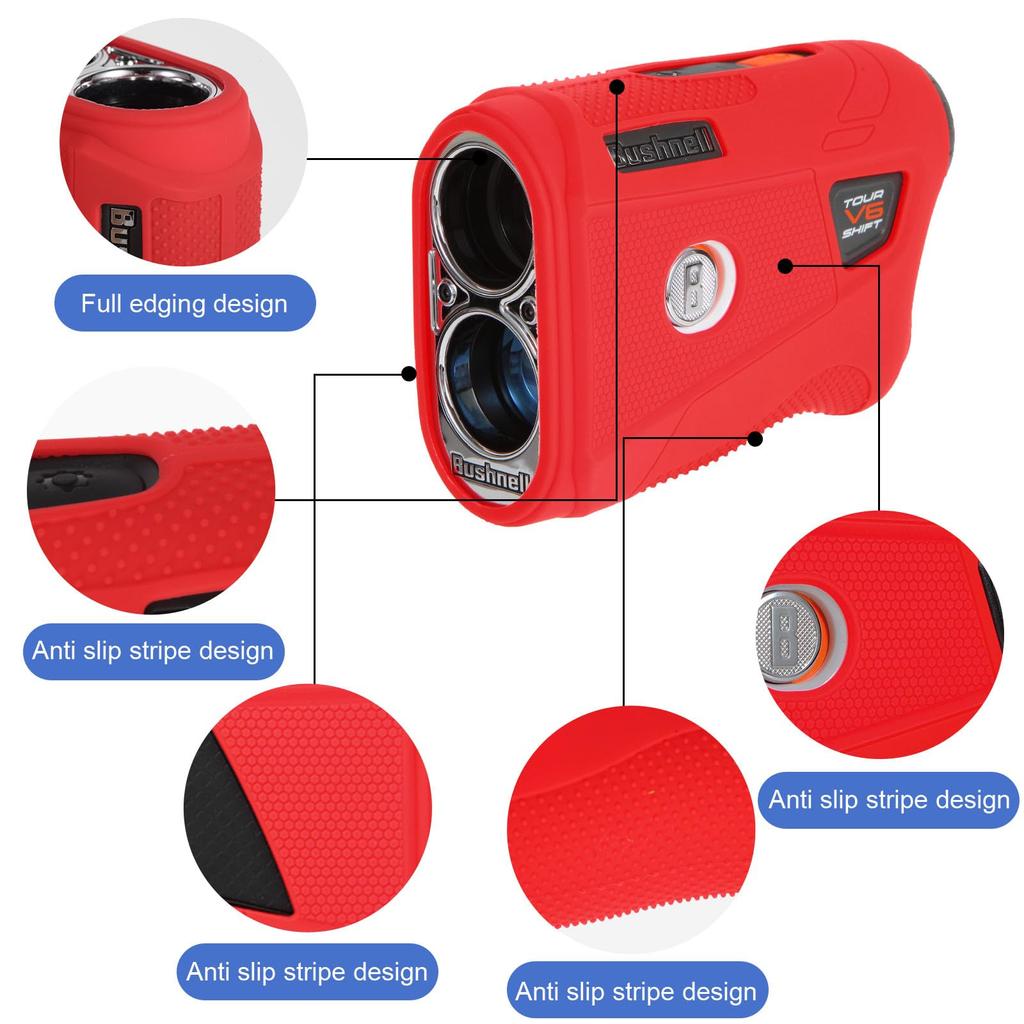 JAWEGOLF Silicone Case for Bushnell V6 and V6 SHIFT Golf Rangefinders (Red)