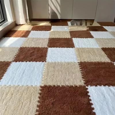 Baby Spielmatte 6/12 Stück Plüsch Puzzlematten EVA Schaum Steckmatte Spielteppich für Kleinkinder Krabbelmatte Waschbar Ungiftig