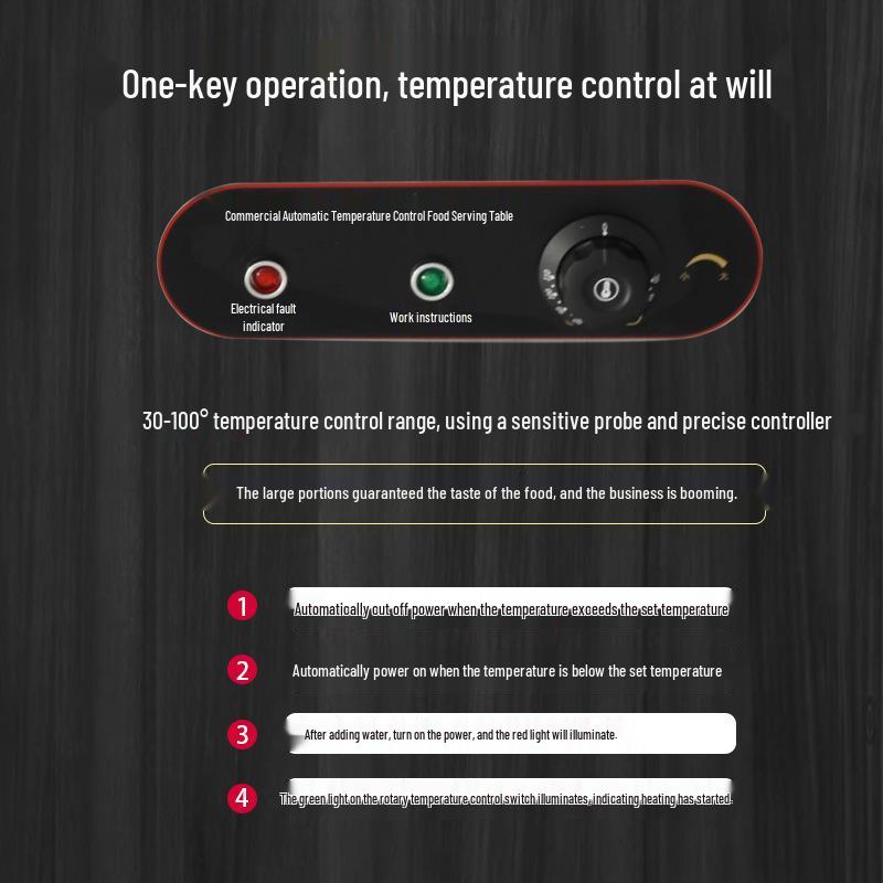 Commercial Stainless Steel Food Warming Table for Self-Service: Heats Bowls, Steamed Dishes, Rice, Buns, Braised Meat, Cooked Food. 57x37x22cm (Inner Depth 11cm)