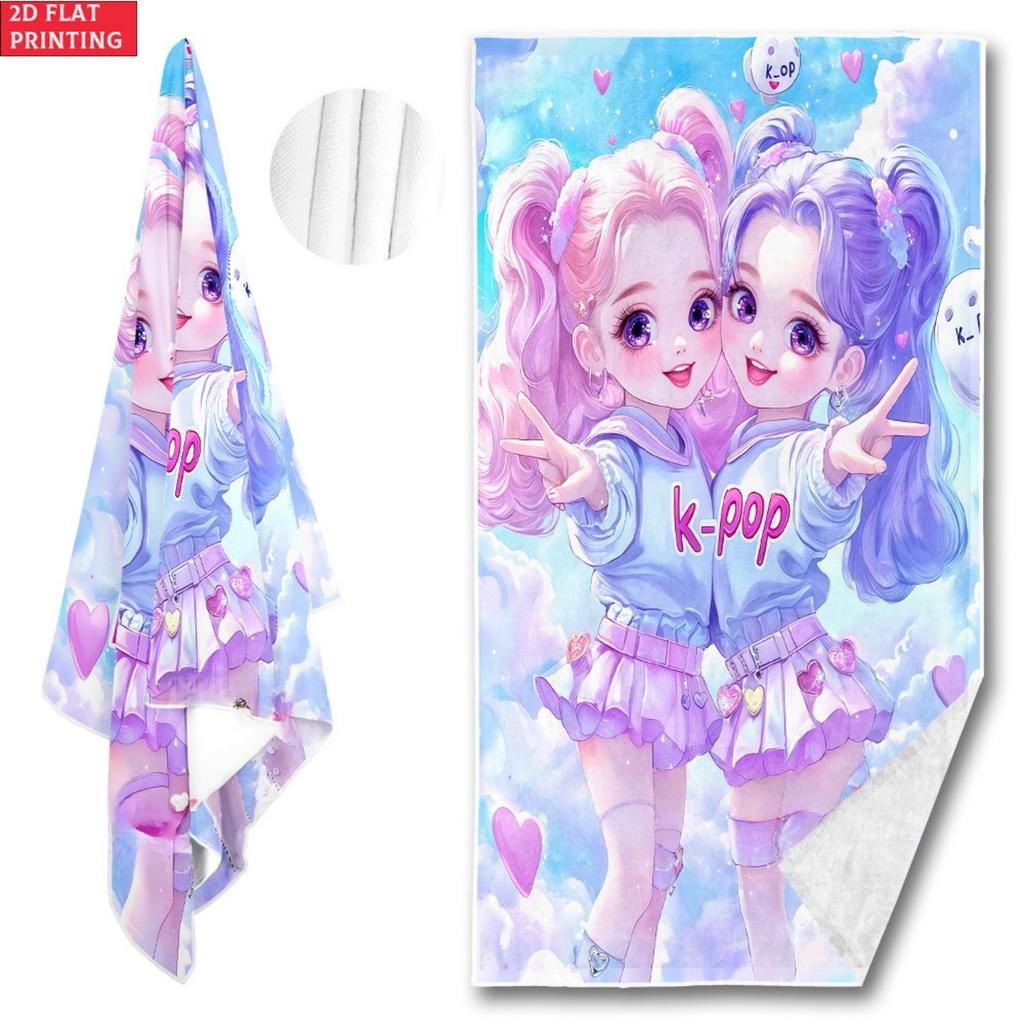 2d Flat 1pc K-pop Beach Towel,Soft,Ultra-Absorbent Microfiber, Lightweight,Perfect for Beach,Parties,Travel,Camping