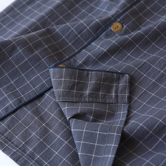 1 Set Pajama Set Soft Short Sleeve Casual Thin Comfortable Sleeping Wear Cotton Grid Print Men Homewear Daily Clothing