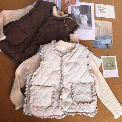 Girls' Warm Lace Cotton Vest - 2023 Korean Winter Loose Fur Waistcoat
