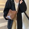 Shoulder Bag Faux Suede Bucket Bag Handbag Solid Color Tote Bag Trendy Slouchy Hobo Bags  Girls