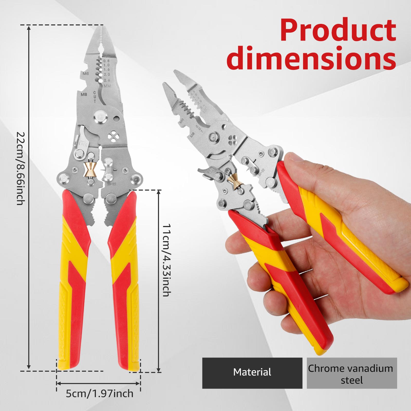 

14 in 1 Multifunctional Wire Stripper Pliers Foldable Cable Stripper Tool Ergonomic Electric Wire Cutting Splitting Crimping