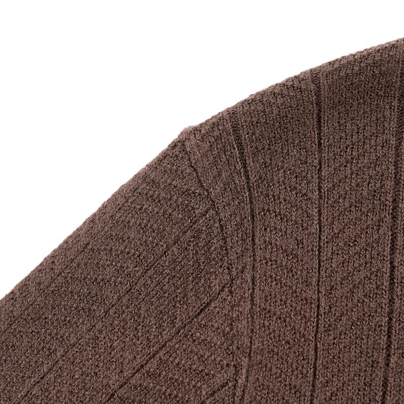 Qipai Men's Wool Blend Herringbone Quarter-Zip Polo Sweater