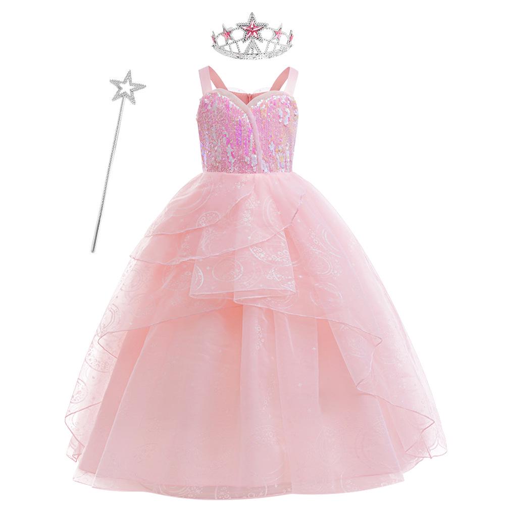 Halloween Magic Wicked Witch Glinda Cosplay Dress - Princess Style for Girls
