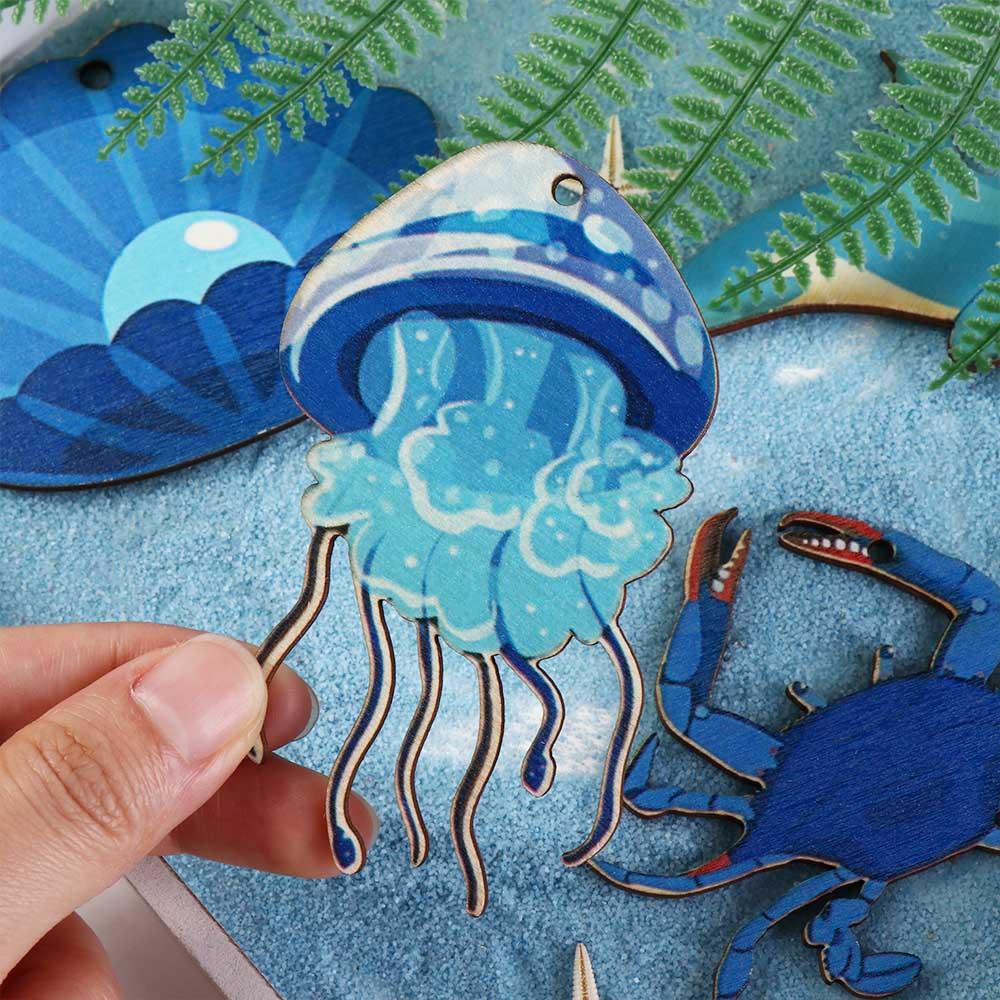 24pcs Starfish Seashell Ocean Themed Pendant Wooden Sea Life Decor  Home Decor