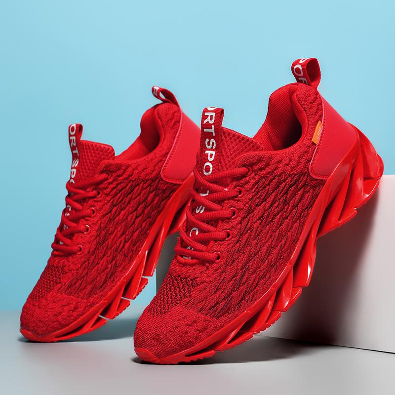 Men Fitness Gym Athletic Sneakers Breathable Mesh Elastic Cushion Light Non Slip Shock Absorb Outdoor Jogging Daily Wear Casual