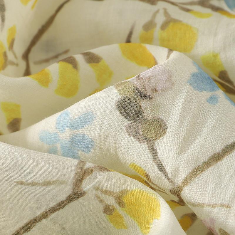 DIMANAF 2025 Blouse Women Long Sleeve Linen Vintage Blouses Shirts Tops Tees Loose Floral Tees