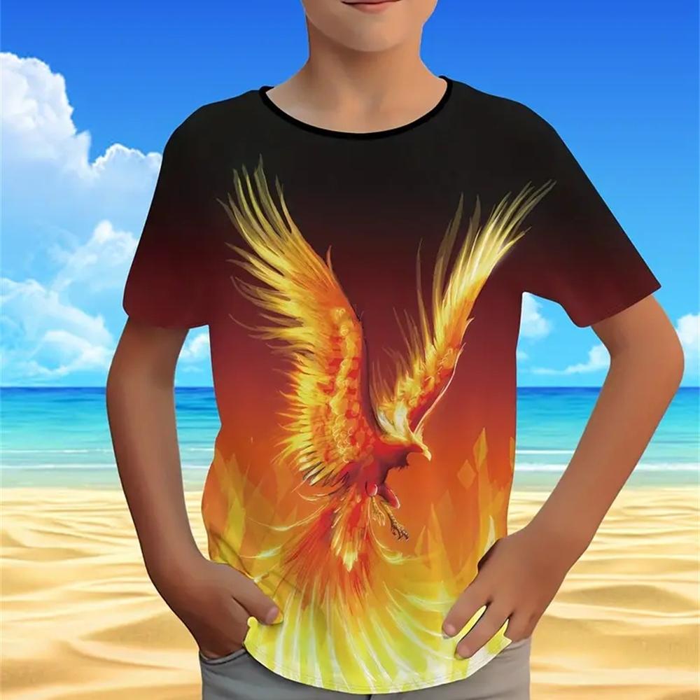 Girl Clothing 3D Print Fashion Phoenix Graphic T Shirts Trendy Comforts Crew Neck Short Sleeve Kawaii Girl Children's T-Shirt