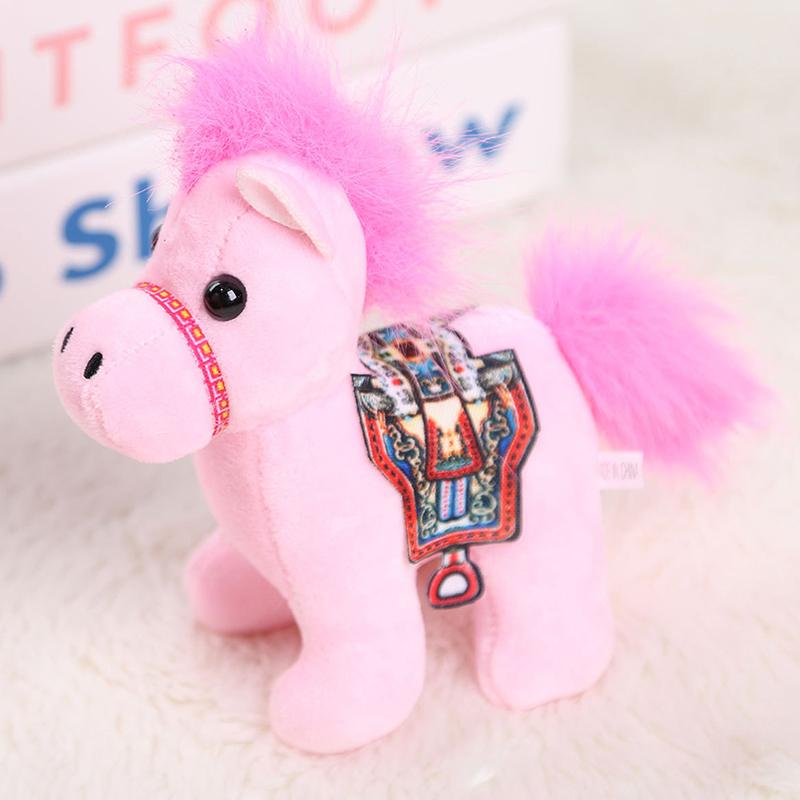 10cm Roztomilý Mini Přívěsek Kůň Klíčenka Plyšová Hračka Kawaii Zvíře Simulace Vycpaná Panenka Dekorace na Tašku Děti Znamení Zvěrokruhu Kůň Dárky