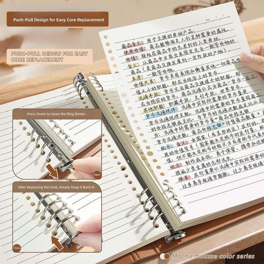 Simple A5/B5 Loose-leaf Notebook Refillable Horizontal Line Inner Pages Memo Pad Detachable Binder Diary Book Students
