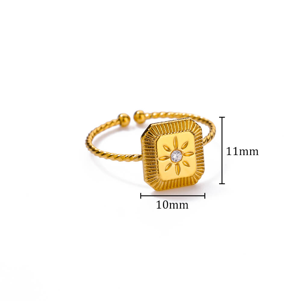 Irregular Geometric Glossy Stainless Steel Open Rings For Women Minimalist Gold Adjustable Wedding Ring Female Jewelry