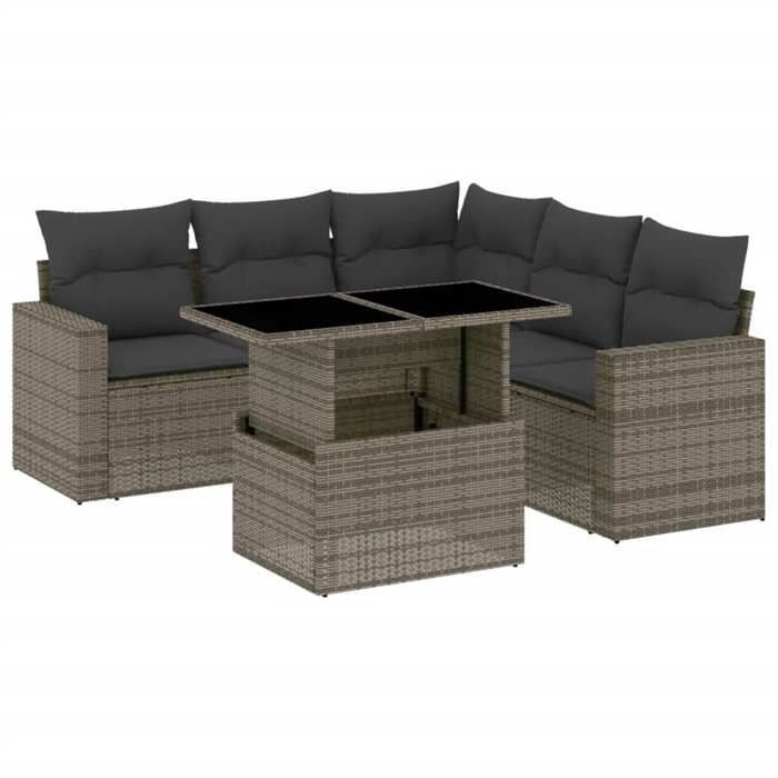 VidaXL Garden Lounge Set 6 Pcs with Grey Cushions Wicker 3267270