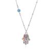 Personality Fashion The Eye of The Devil Fatima's Palm Colorful Zircon Pendant Necklace for Women Men Friend Amulet Jewelry Gift