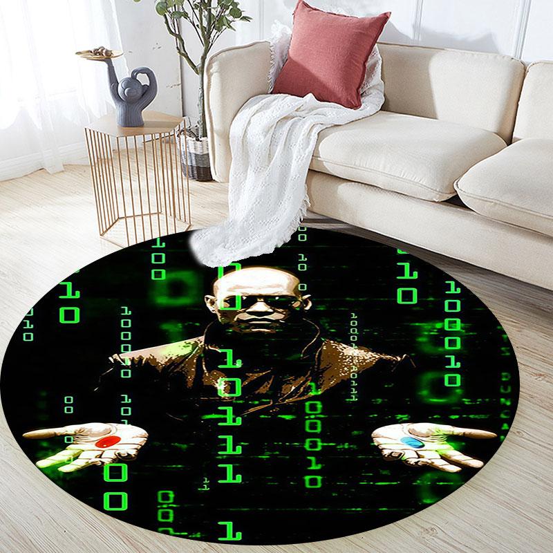Matrix Poster pattern round rug,Carpet Rug for Living Room Bedroom Playroom ,Non-slip Floor Mat,Holiday Gifts and Birthday Gifts.