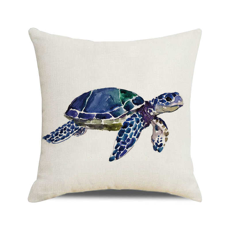 Home Decor Colorful Sea Turtle Watercolor Pillow Covers Pattern Cushion Cover Suitable for Sofa Bedroom Car Pillow Cover