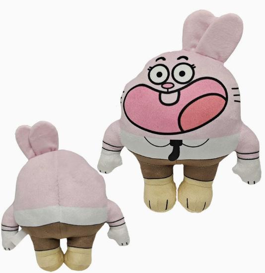 The Amazing World of Gumball Plush Set 4pcs Gumball Darwin Anais Richard Watterson Soft Stuffed Cartoon Character Plushie for Kids Fans Birthday Gift